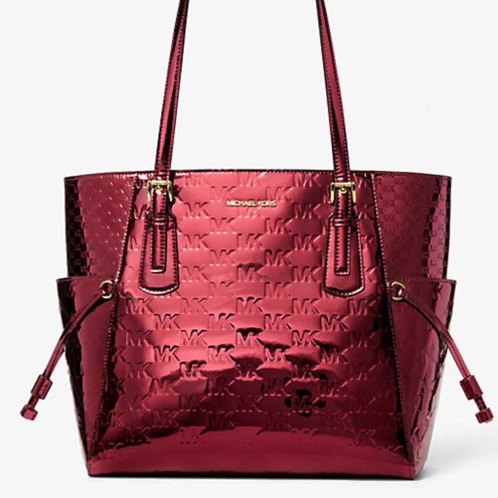 MICHAEL KORS Voyager Lg Metallic Logo Debossed EW Shoulder Tote Bag
Cherry
NWT - Picture 3 of 16